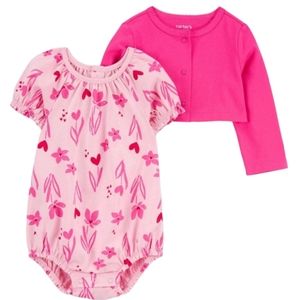 Carter's NWT Pink Floral Bubble with Cardigan